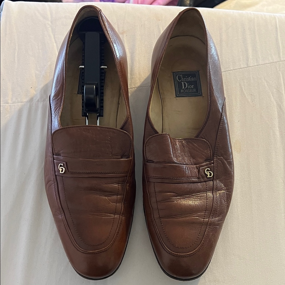 Dior Brown Leather Penny Loafers with CD Hardware